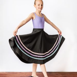 girl wearing character skirt for ballet